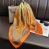 Retro Small Square Scarf Simulation Silk Scarf Headscarf Women's Spring and Summer Scarf Printed Neck Protection Scarf Professional Scarf