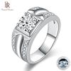 Sterling Silver 925 Ring For Men Round Colored Moissanite Four Claw Design Luxury Jewelry For Wedding Engagement Gift