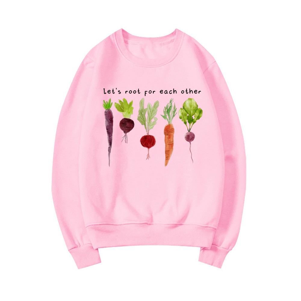Lets Roots for Each Other Vegetable Sweatshirt Uplifting Hoodie Unisex Long Sleeve Sweatshirts Vintage Gardening Graphic Hoodies