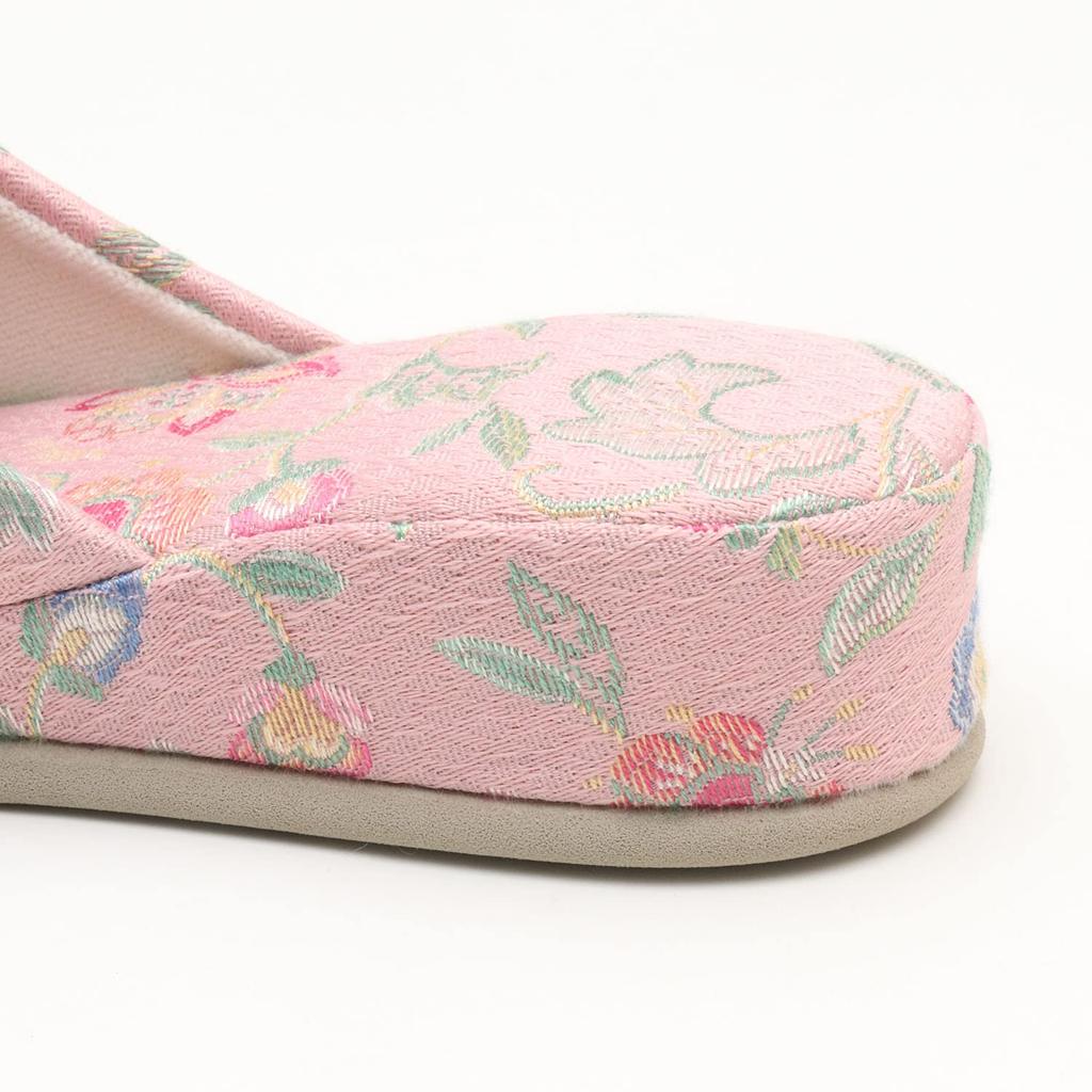 Minton Haddon Hall Jacquard Pantaloon Slippers Jacquard British (Floral Weave, Style) (Pink)