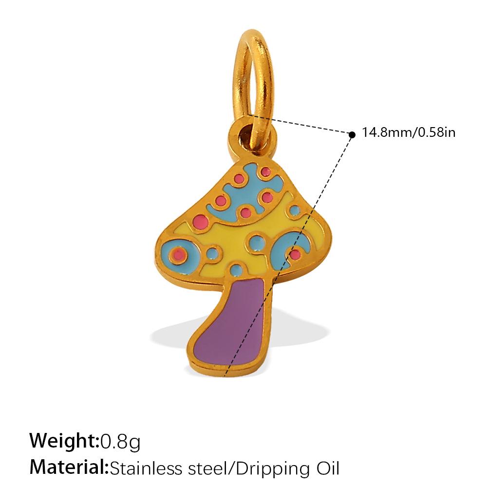 Adorable Multi-Shape Mushroom Pendant with Colorful Drip Oil Design