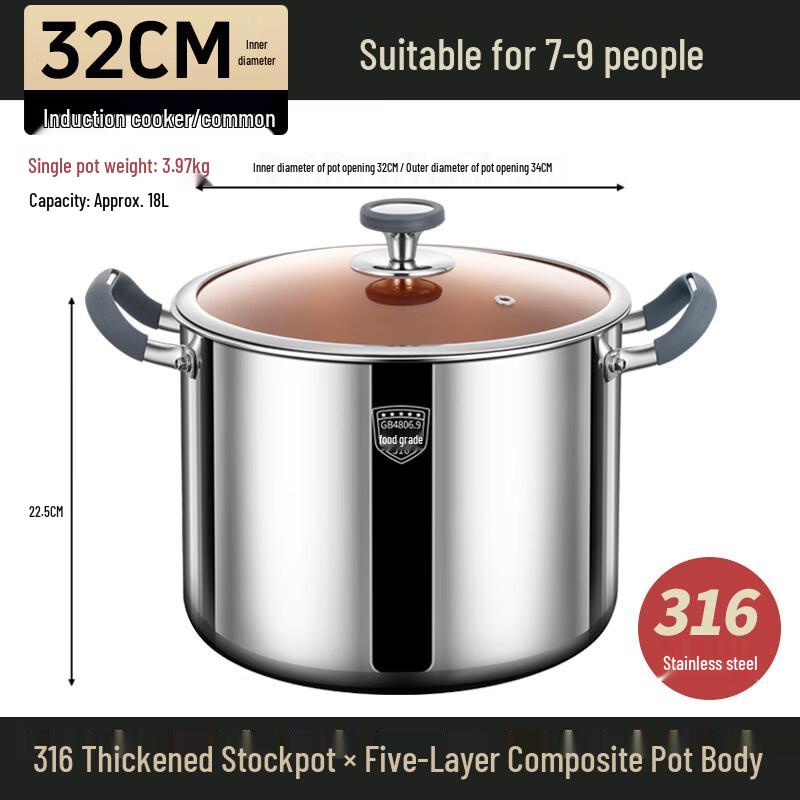 Wutuo 316 Stainless Steel Food-Grade Stockpot