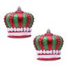 2 Pcs Christmas Crown Ornaments Vintage Style Plastic Red Green/Goldem Royal Crown Ornament for Xmas Tree Window Shop Home Holiday Decor