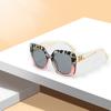 Vintage Sunglasses Men Gradient Lenses Brown White Border Gold Jewelry Brand Sunglasses Luxury Designer Luxury Sunglasses Women