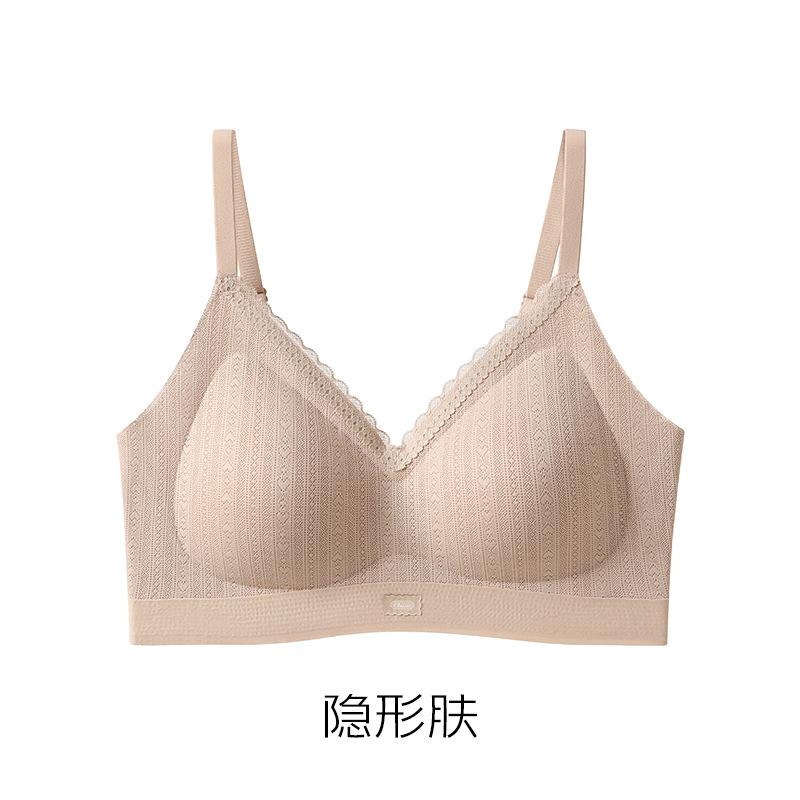 Small lace texture soft support women gather bra small chest no steel ring