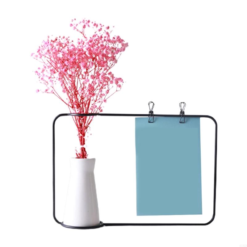 62KD Nordic Wrought Iron Photo Frame with Vase Ornament for Home Tabletop Decoration