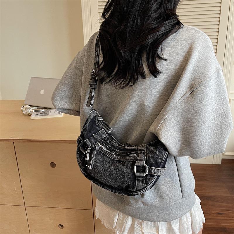Denim Bag Women's Large-capacity New Summer Casual Niche Design Messenger Bag Dumpling Bag