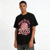 Retro 2026 New Year Pink Disco Ball Graphic Casual Top Pure cotton T-shirt