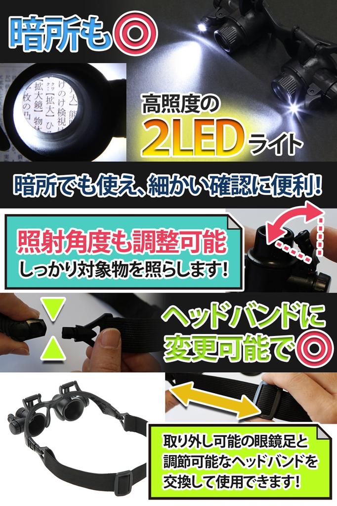 Phoenix Loupe 15x 20x 4 Types of Lenses 2 LED Lights Headband Included Term Warranty 45 Magnifying Glass Loupe Black Glasses-type [10x & & & 25x] /