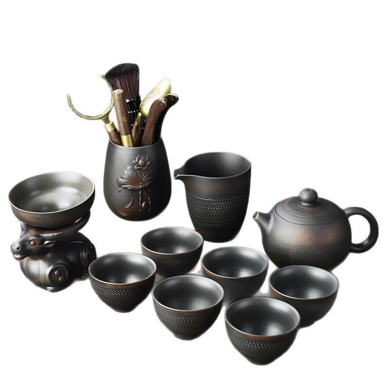 Purple Clay Jumping Knife Kung Fu Tea Set2025New Retro High-End Household Tea Brewing Special Gaiwan Teapot Teacup