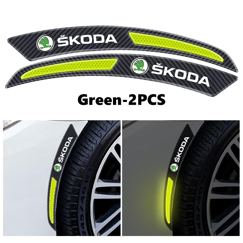cycr3 For Skoda Carbon Fiber Car Wheel Eyebrow Fender Sticker Reflective Strips Warning Protector Strip Octavia Superb RAPID FABIA