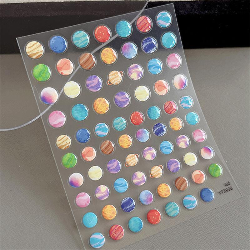 Cute Universe Planet Nail Stickers 3D Star Space Design Slider Press On Nail Decals Nail Art Decoration Manicure Salon Diy