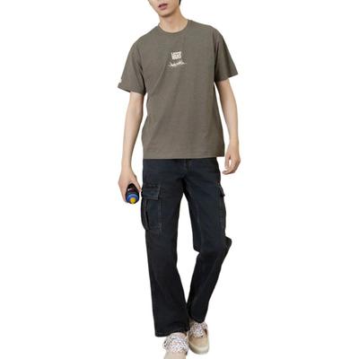 SS25 Letter Round Neck Casual Pullover Short Sleeve T-Shirt Unisex T-Shirt Olive-Brown VN000M3K9JC