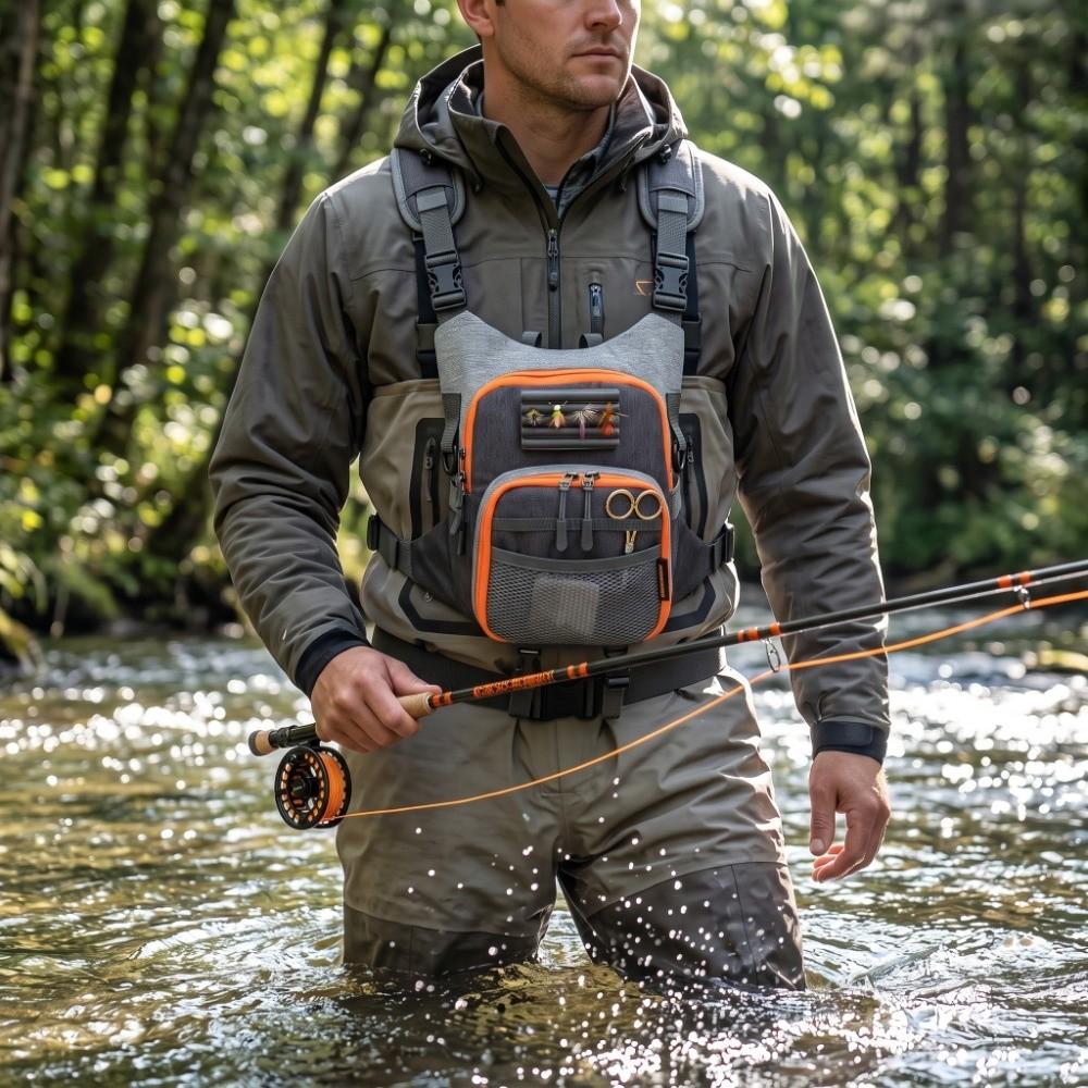 Adjustable Straps Fly Fishing Chest Pack Oxford Cloth Fishing Pack for Angling