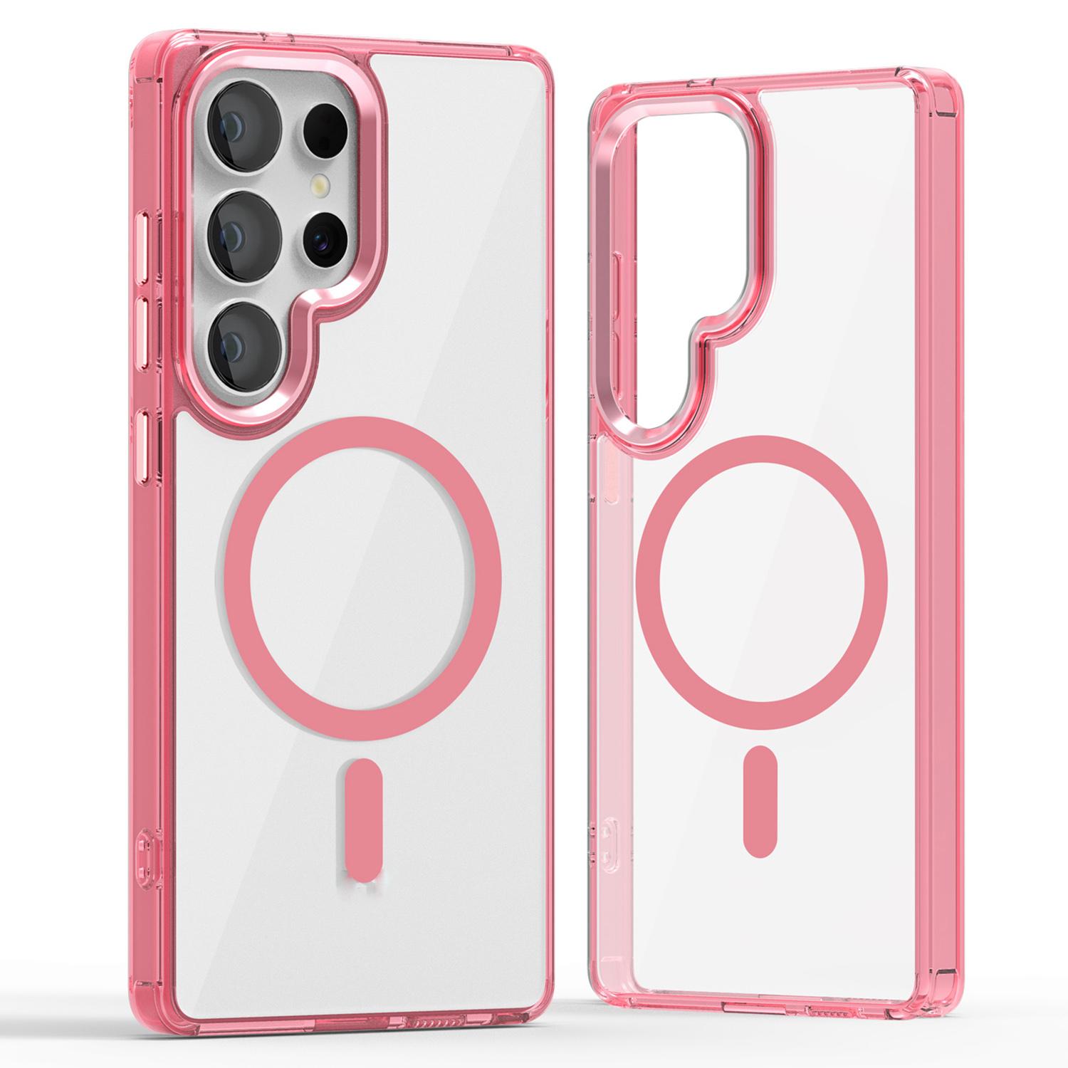 

Для Samsung Galaxy S25 Ultra Чохол Сумісний з MagSafe TPU+PC Прозора Кришка для Телефону Pink