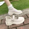 Fashion 2024 Spring and Autumn Mary Jane Women's Shoes Thick soled Sponge Cake Leather Shoes Retro Thick Heel Fashion  Single Shoes