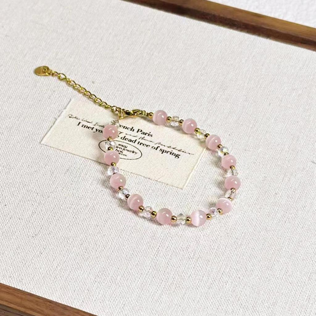 Dreamy Blue Cat's Eye Crystal Beaded Necklace – Elegant Spring/Summer Design