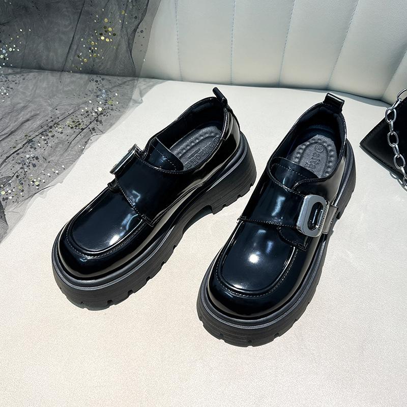 Shallow Mouth Light Low Wind Student Single Shoes Thick Sole Thick Heel Small Leather Shoes Women