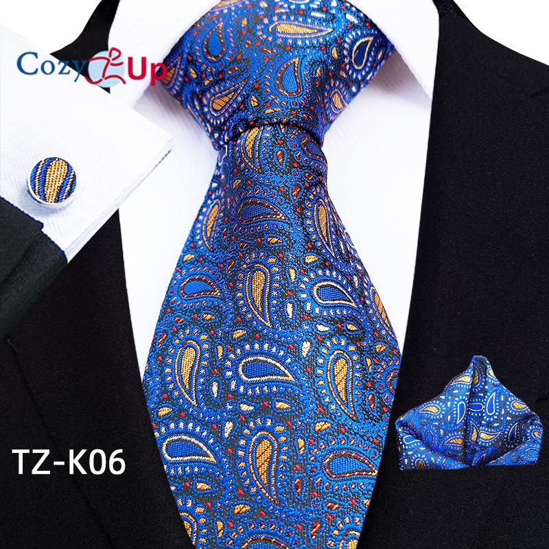 Cozy Up Three-piece Set Paisley Fashion Business Men's Tie Includes Tie Cufflinks Handkerchief