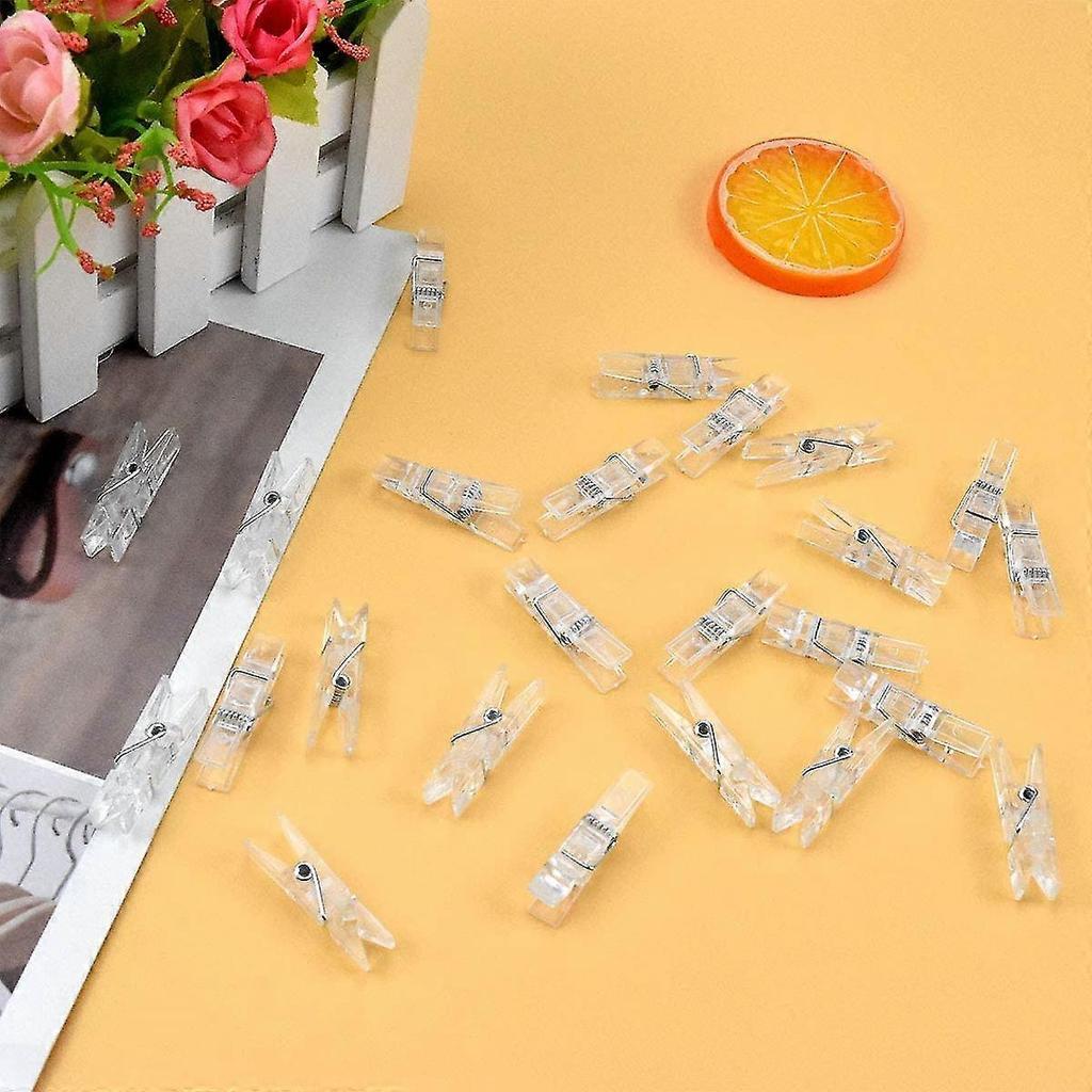 Clothes Pegs 60 Pcs Mini Clips For Photo Plastic Transparent Lightweight Mini