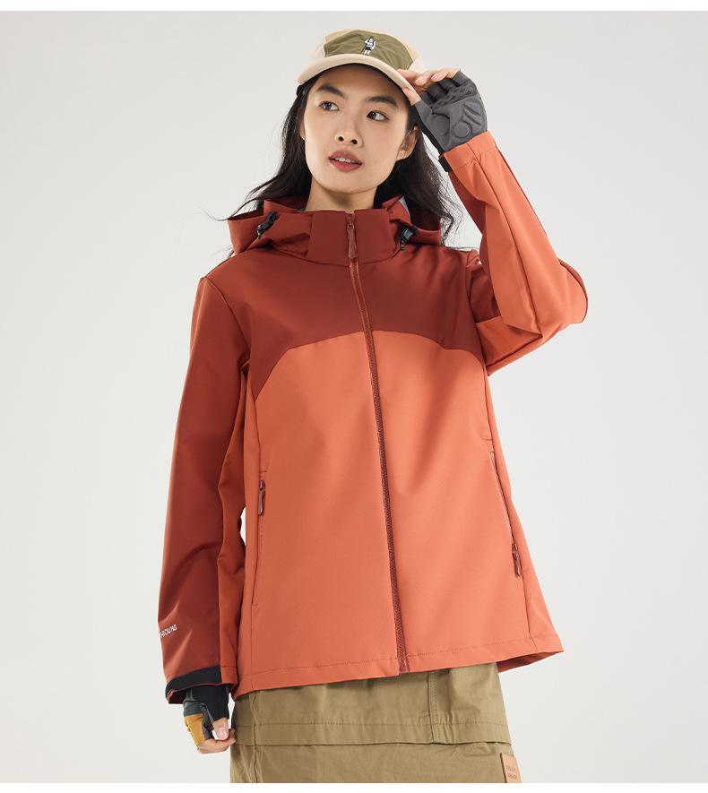 Unisex Windproof Softshell Jacket with Print, Hooded Sports Outerwear for Spring & Autumn