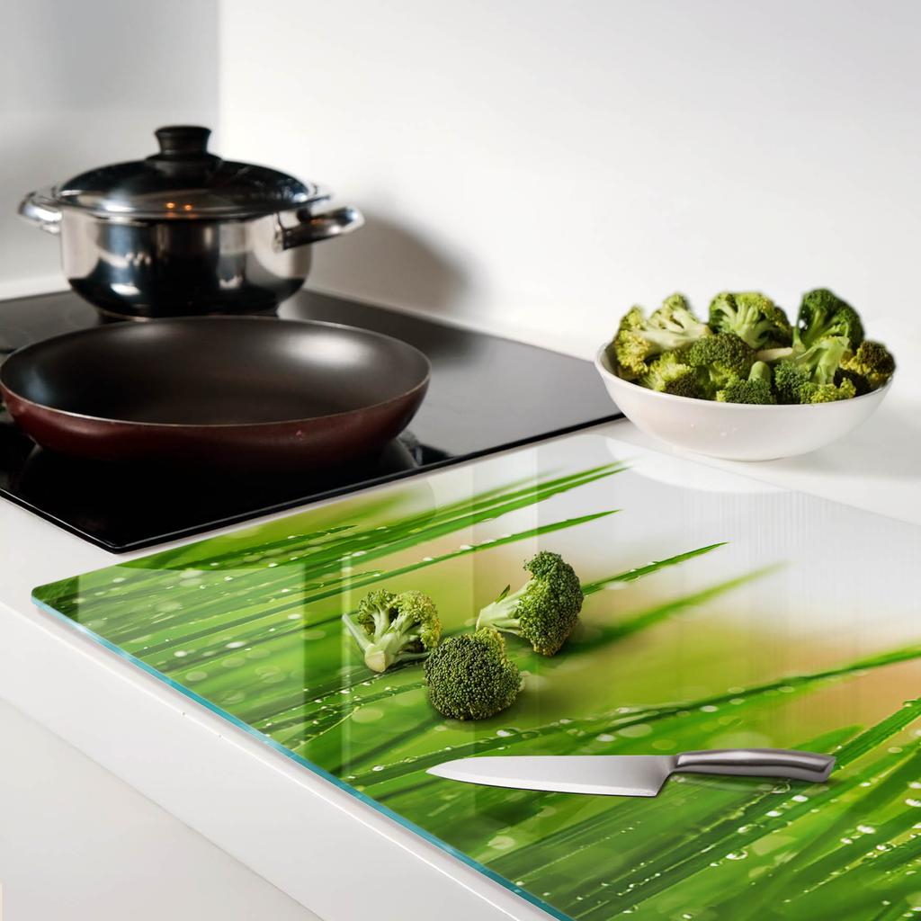 Decorative Kitchen Glass Cutting and Serving Board Grass 80x52 cm