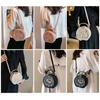 Vintage Embroidery Round Shoulder Bag, Zipper Handbag, Classic Trend Niche Satchel Bag