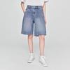 Lee 25 Unisex Loose Fit Single Pleat Medium Light Blue Denim Shorts