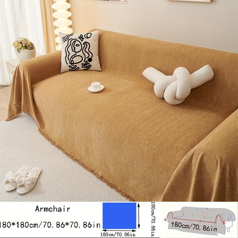 

1pc Chenille Waterproof Sofa Cover Couch Cover Four Season Universal Furniture Protector for Bedroom Office Living Room Home Decor Couch Cover Blanket 180*180CM кофейный
