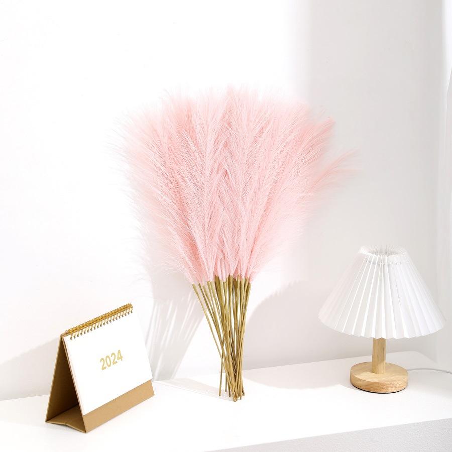 10Pcs Faux Pampas Grass Artificial Reed Fluffy Fake Plants Bouquet For Boho Wedding Home Vase Decor