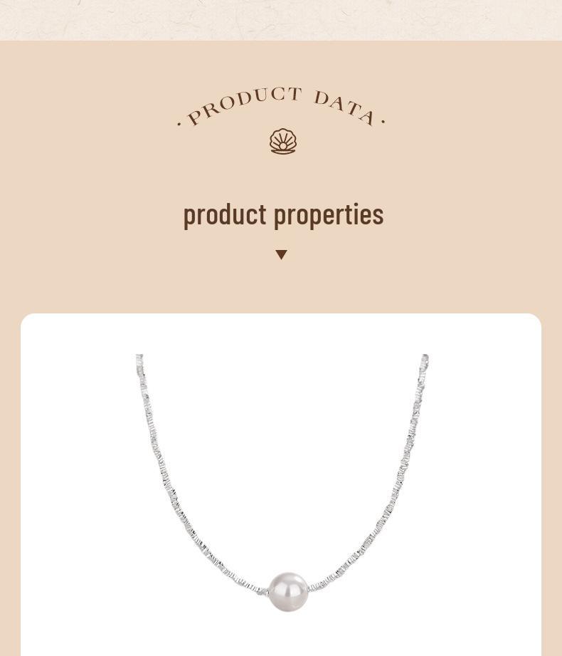 S925 Sterling Silver Round Imitation Pearl Necklace - Women's Trendy French Clavicle Chain