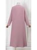 Middle East Muslim Solid Color Long Sleeve Loose Fit Round Neck Shirt Dress
