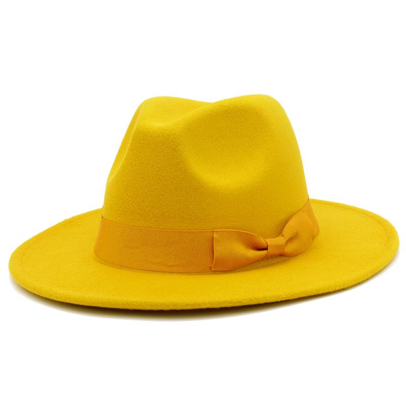 Europeisk-amerikansk stil rosett bredbrättad fedora: Trendig Unisex Jazzhatt