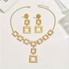 European and American Fashion Square Pendant Necklace Earrings, Women's Personality Exaggerated Design Accessories Jewelry
