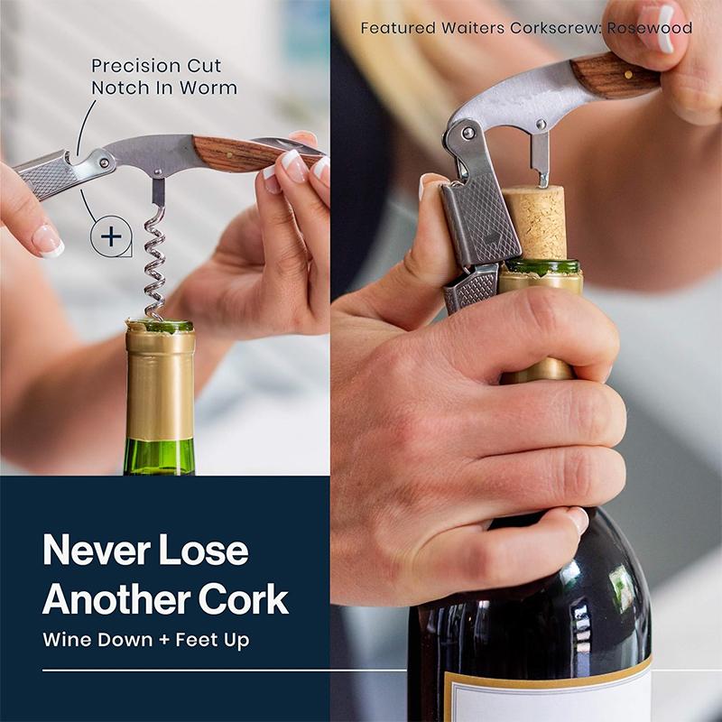 3 In 1 Waiter Corkscrew Wine Opener Wooden Handle Heavy Duty Corkscrews Cork Openers Manual Restaurant Wine Key JT331