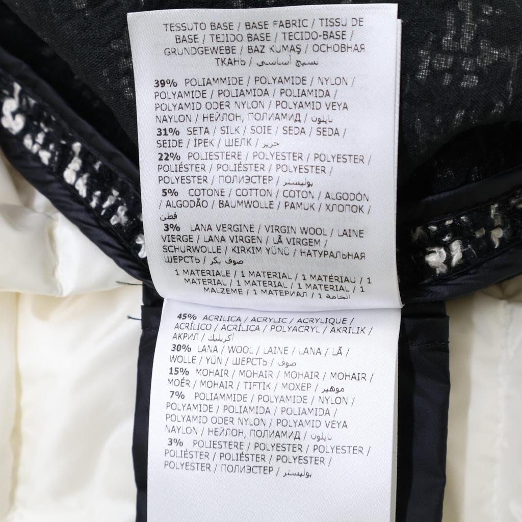 Moncler GAMME ROUGE [Good Condition] ONTARIO GIUBBOTTO Light Down Jacket X Tweed Collarless Coat 4 Black seriesUsed