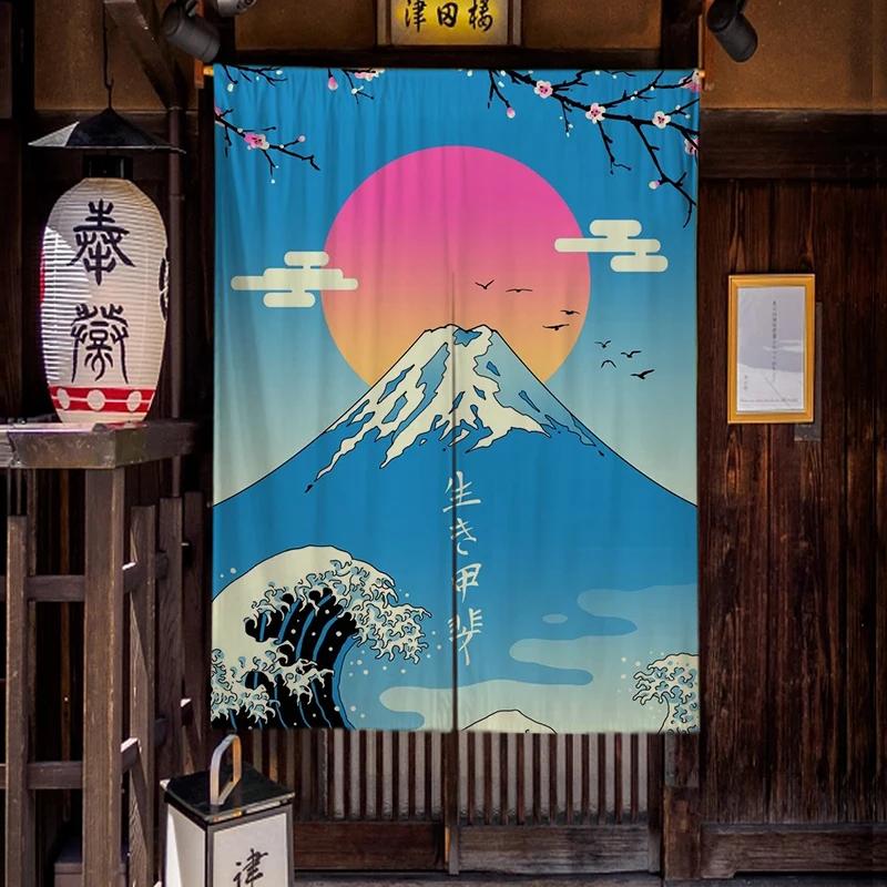 Japanese Homestay Tea Room Partition Door Head Curtain Signboard Hanging Flag Curtain Teahouse Sakura Short Curtains Decor