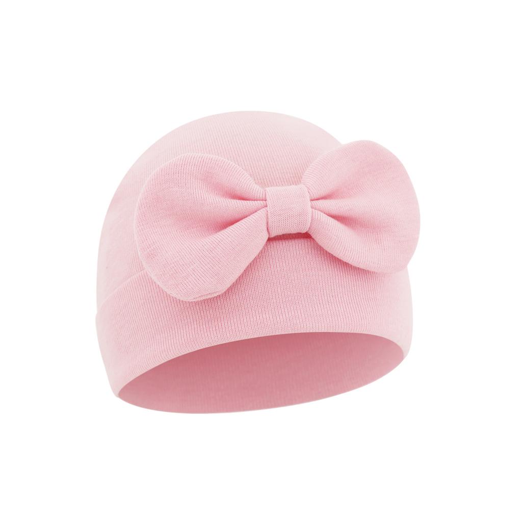 Prodyšná kojenecká čepice z bavlny pro novorozence s mašlí, kojenecká čepice, fetální čepice, pohodlná pokrývka hlavy pro 0 až 6 měsíců, unisex