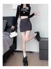 Women's High-Waist Belted Black A-Line Skirt - Sexy Summer Style
