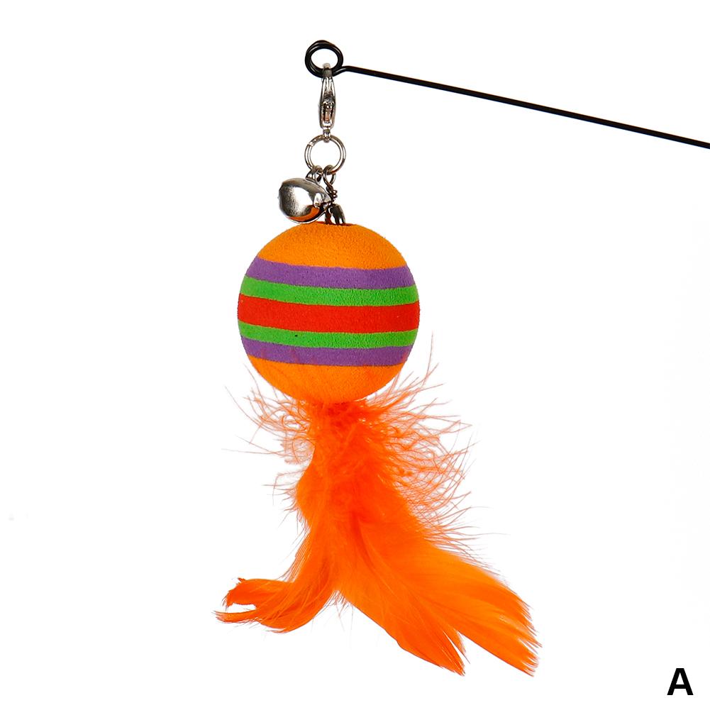 Cat Interactive Toy Funny Feather Ball Teaser Wand Toy with Bell Cat Stick Toy for Kitten Playing Teaser Wand Toy Cat Supplies