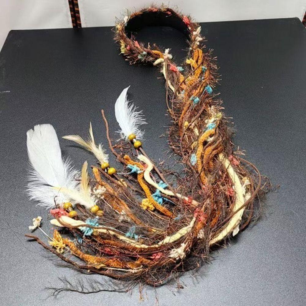 Fascia per capelli in stile Boho Cinese Tibetana con Nappa Lunga Treccia Color Caramella Fascia per capelli Intrecciata con Nastro Colorato