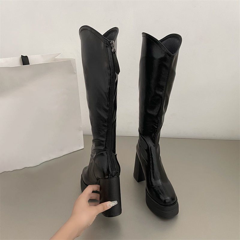 2025 autumn and winter new niche casual high-heeled thick-heeled high boots children's fashion versatile and comfortable Martin boots