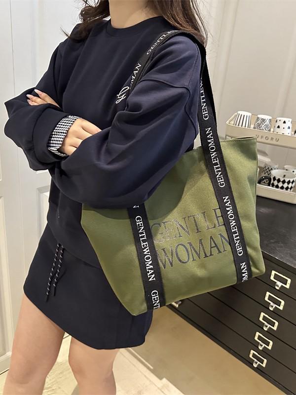 Large Capacity Canvas Tote Bag - Fashionable Japanese Korean Style, Single Shoulder, Handheld.