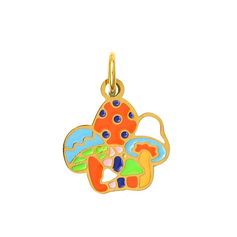 Summer On The New National Tide Does Not Fade Niche Dripping Oil Colored Mushroom Necklace Accessories Diy Design Pendant Female