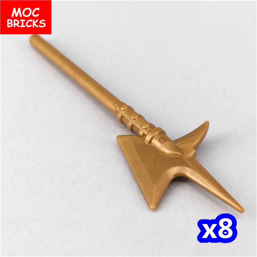MOC Bausteine Mittelalter Ritter Rom Waffe Goldenes Schwert Schild Speer Hellebarde Helm Actionfigur Pädagogischer Baustein Geschenke