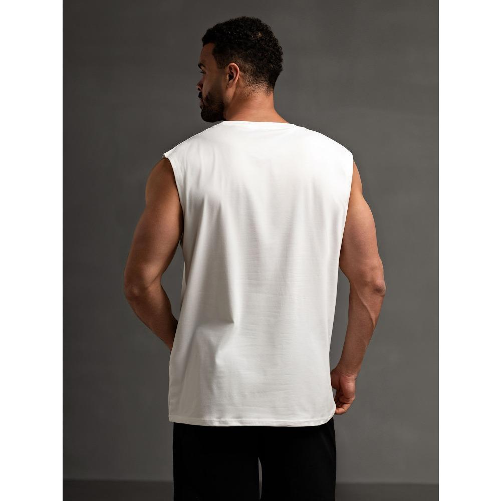 Solid Color Sleeveless T-shirt Fitness Loose Sports Vest Men's T-shirts