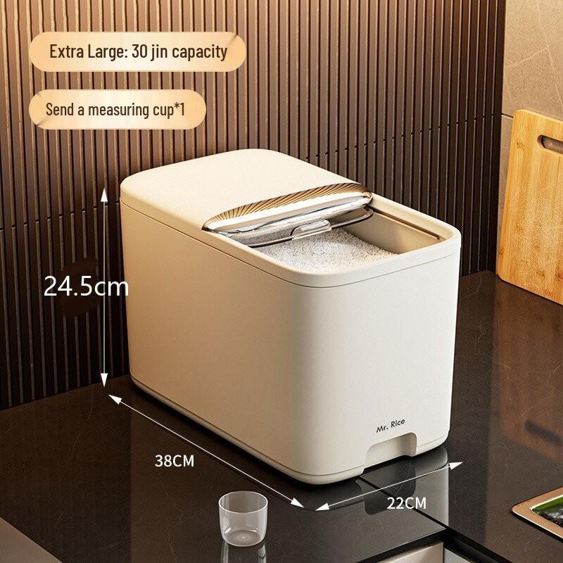 Recipiente de Armazenamento de Arroz de Plástico de Grau Alimentício de Grande Capacidade: Selado, À Prova de Insetos, À Prova de Umidade, À Prova de Poeira