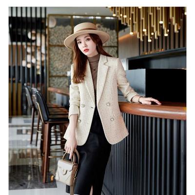 Women's Chic Vintage Jacket Coat Fashion Design All-match Long Sleeve Elegant Temperament Office Lady Chic Outwear