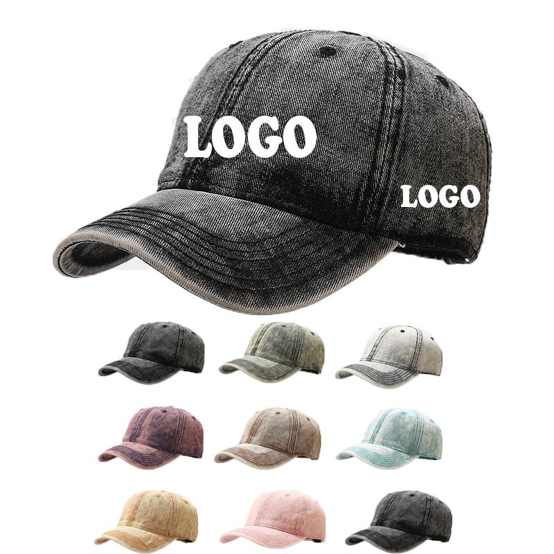 Custom Embroidered Baseball Caps For Men Woman Hat Snapback Hats Adjustable Size Retro Unisex Vintage Washed Cotton Soft Top Cap