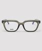 Alloaiweeo [Essential] Al5504 1313G Jacqueline Square Khaki Eyeglass Frames Blue Light Blocking Lenses Selection